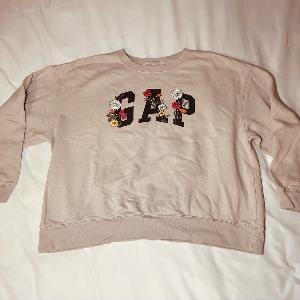 GAP Beige Sweatshirt with Floral Design